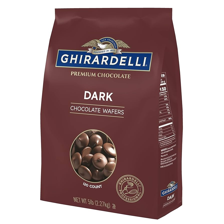 Ghirardelli Dark Chocolate Wafers 5lb bag, premium couverture for baking and confections