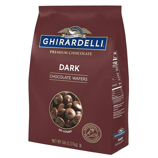 Ghirardelli Dark Chocolate Wafers 5lb bag, premium couverture for baking and confections