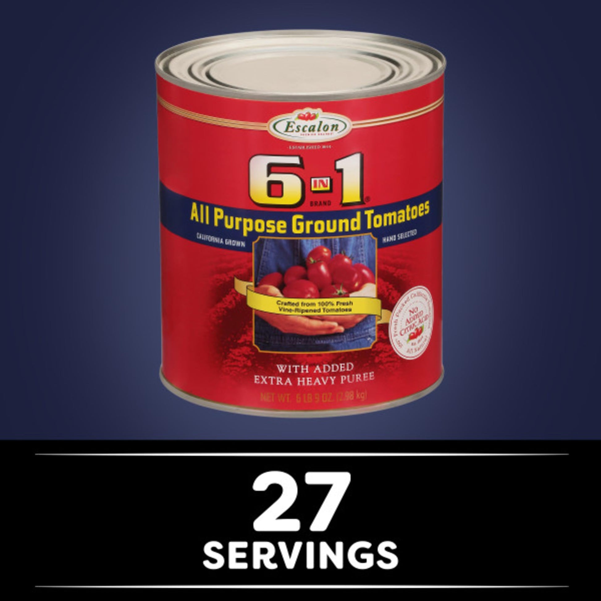 Escalon 6 in 1 All Purpose Ground Tomatoes in bulk #10 can, 6 lb 9 oz