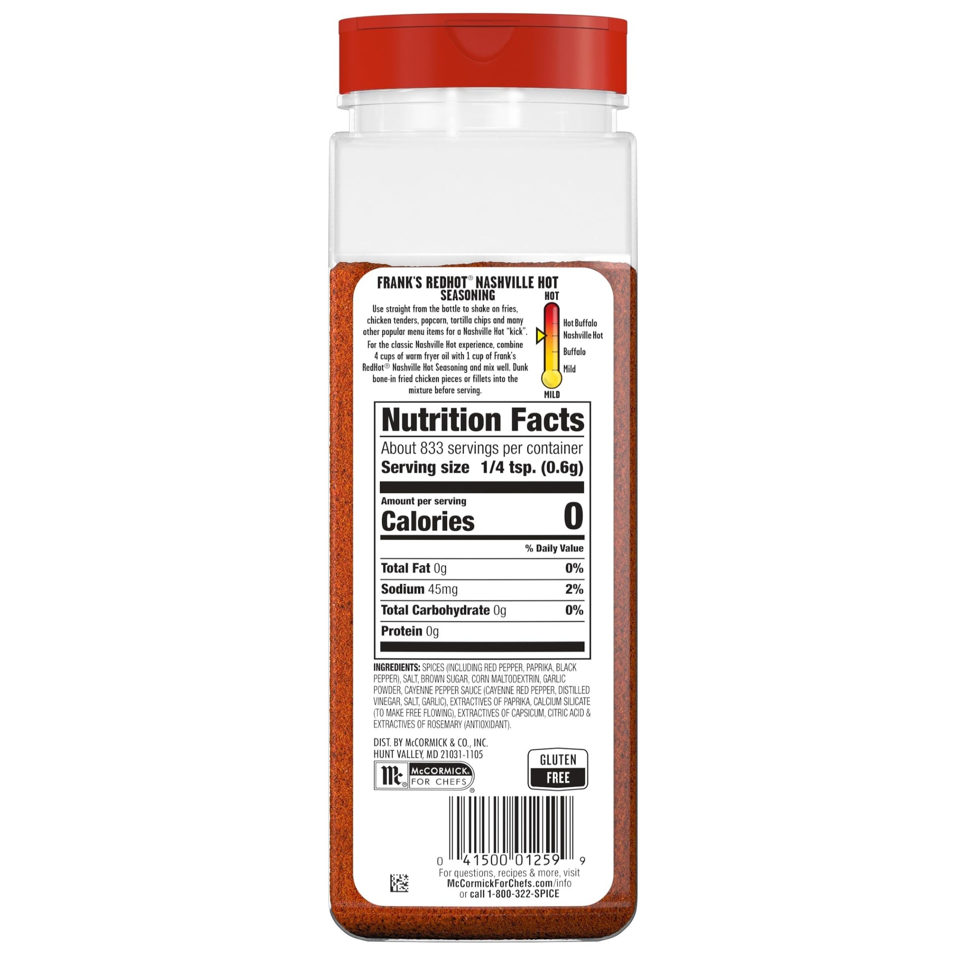 Frank's RedHot Nashville Hot Seasoning 17.6 oz shaker bottle front packaging