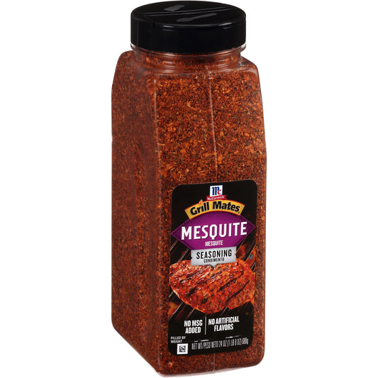 McCormick Grill Mates Mesquite Seasoning 24 oz bottle with label and cap showing.