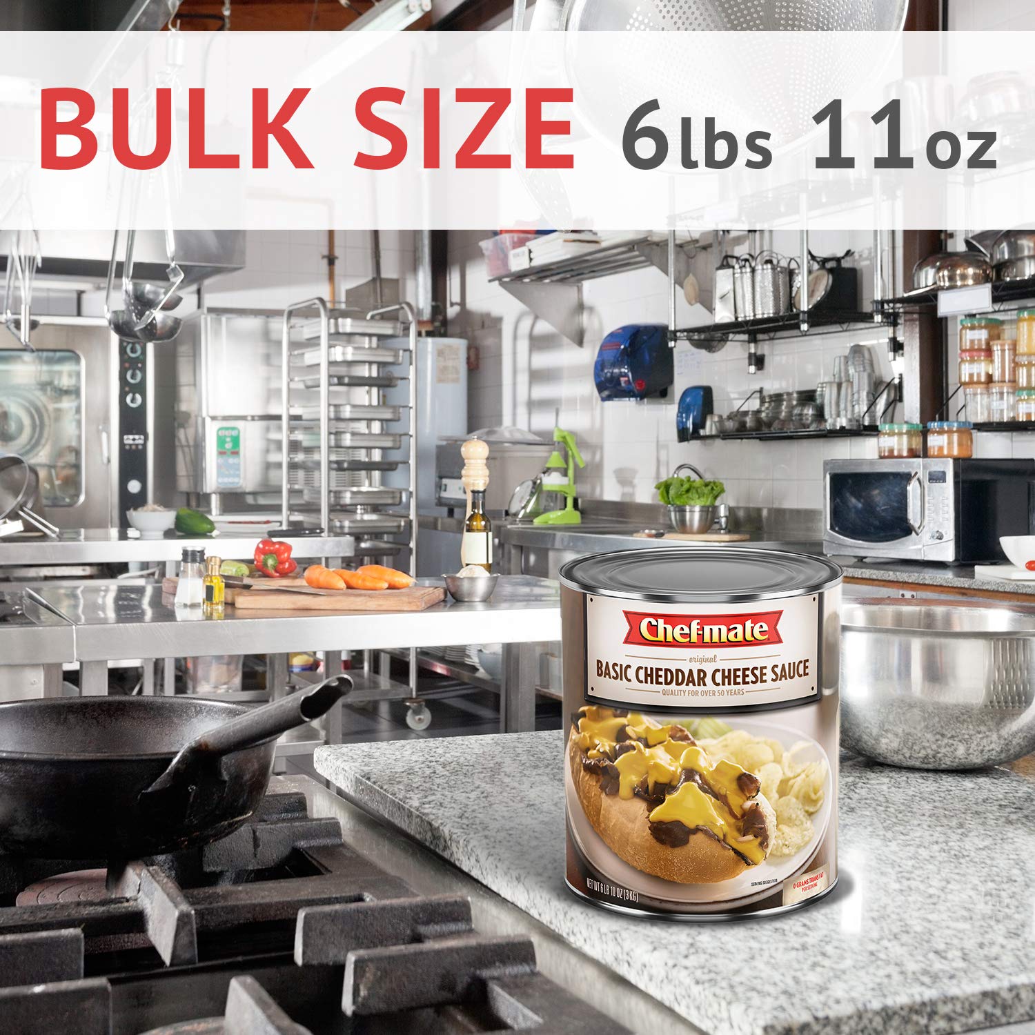Chef-Mate Basic Cheddar Cheese Sauce #10 Can main product image, showing the large shelf-stable can