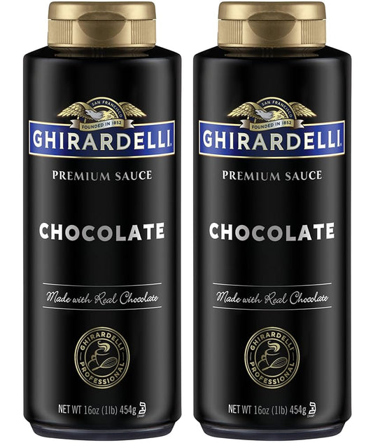Ghirardelli Black Label Chocolate Sauce 16oz squeeze bottle pack