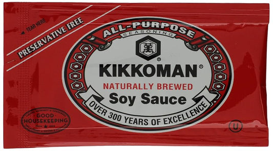 Kikkoman Soy Sauce Packets 200 Count foodservice bulk box with individual red packets