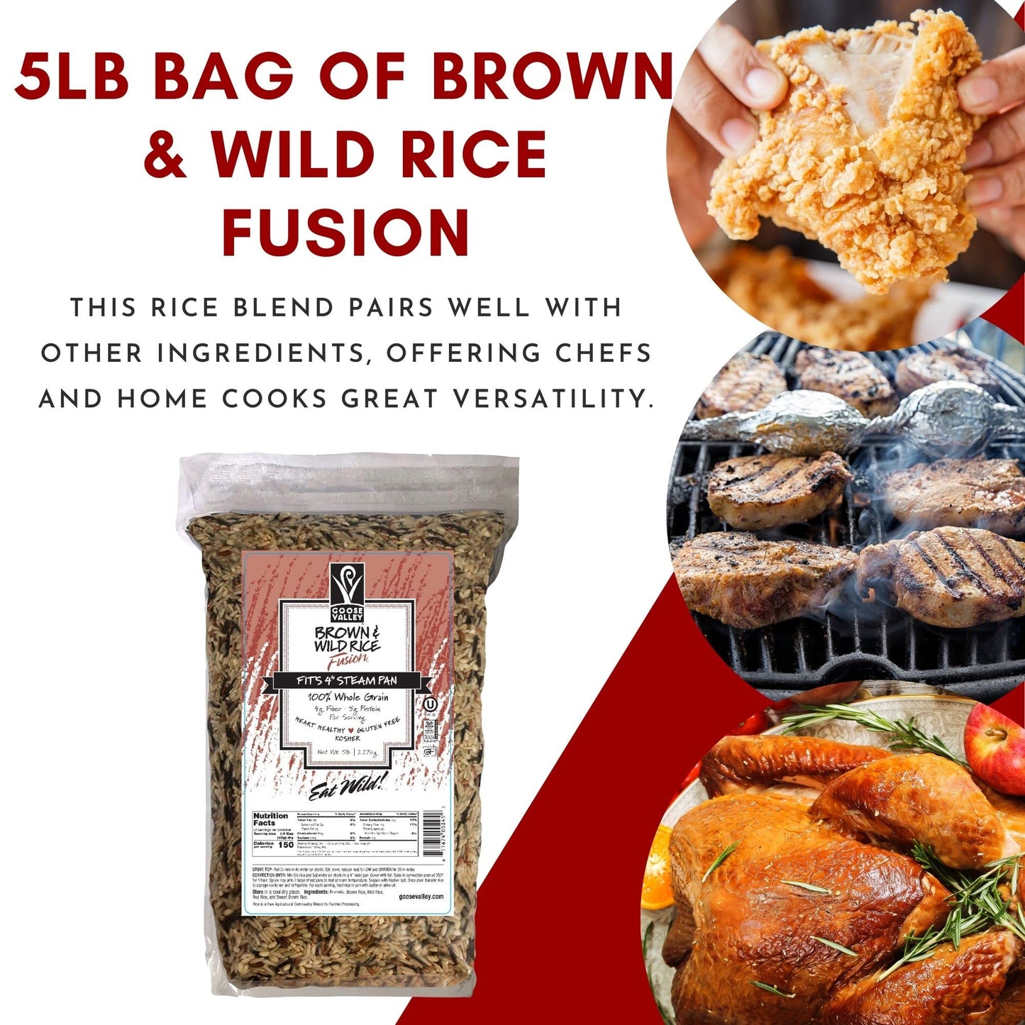 Goose Valley Brown & Wild Rice Fusion family size 5 lb bag with wholesome grain blend