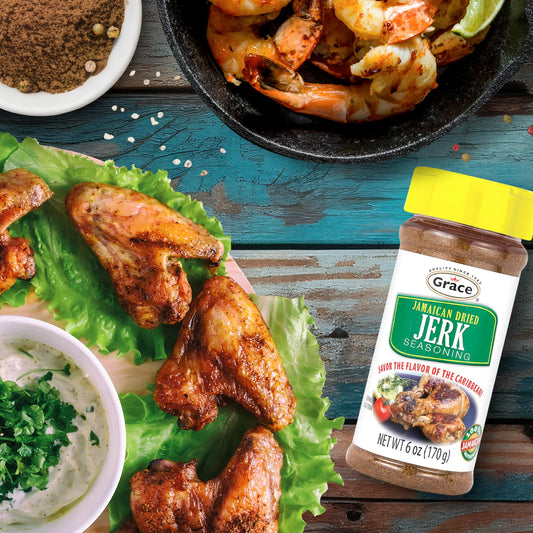 Grace Jamaican Dry Jerk Seasoning 6 oz bottle, classic Caribbean spice blend