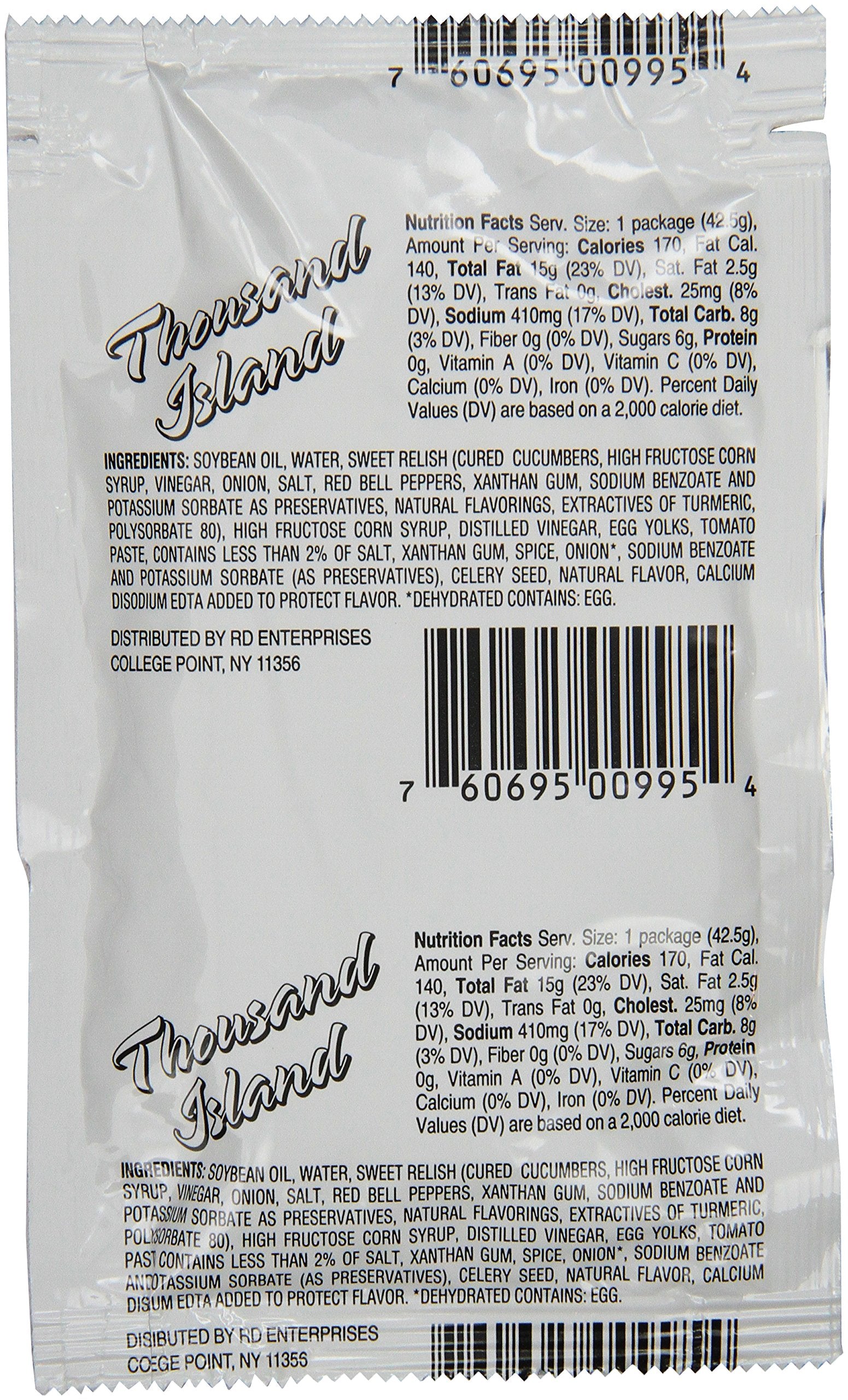 Chef's Quality Thousand Island Dressing 60 pack single serve packets bulk case