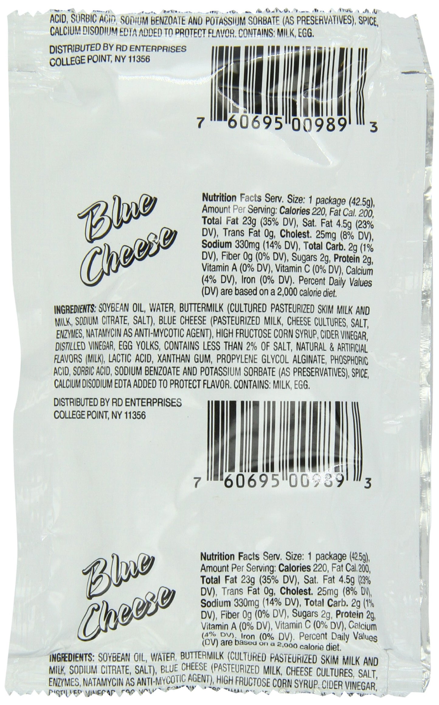 Chef's Quality Blue Cheese Dressing 60 single-serve 1.5oz packets in a foodservice box