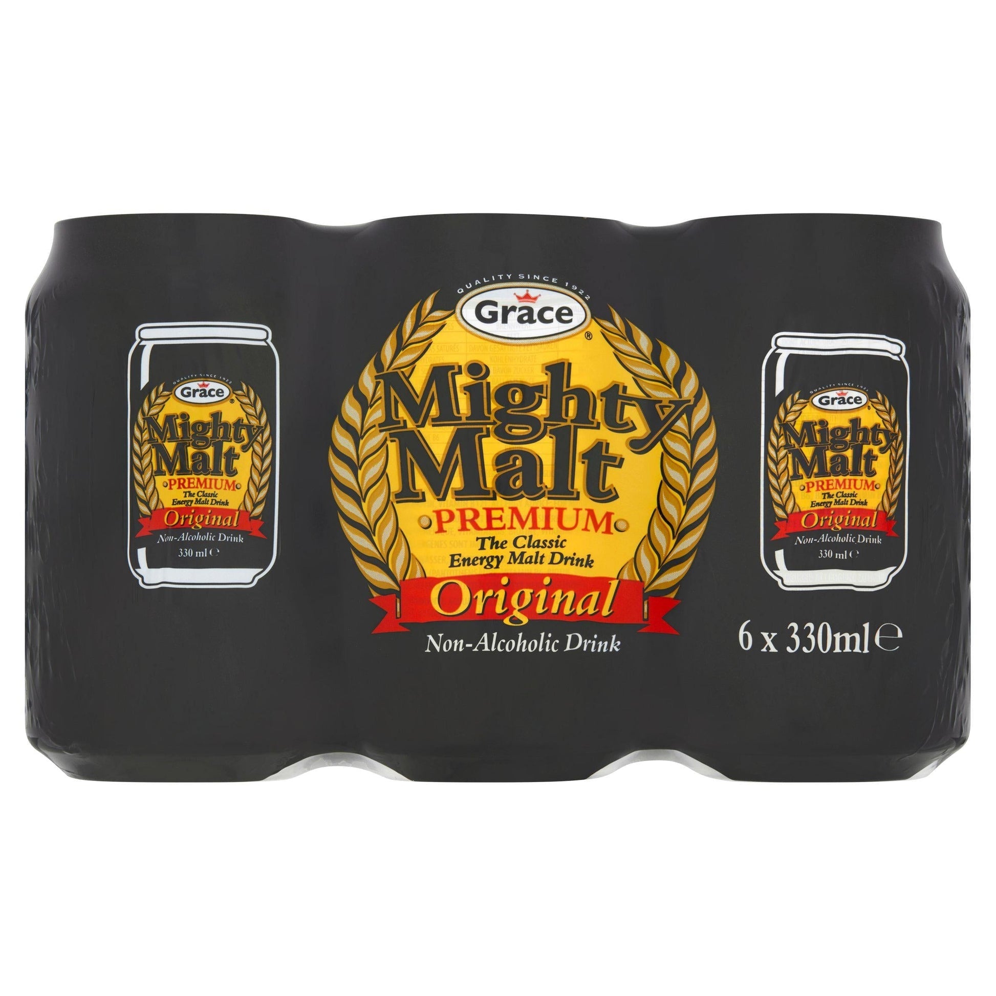 Grace Premium Mighty Malt 6 Pack non-alcoholic glass bottles front view