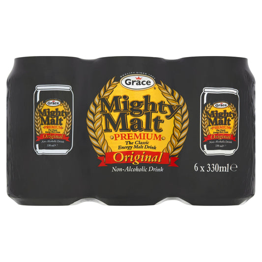Grace Premium Mighty Malt 6 Pack non-alcoholic glass bottles front view