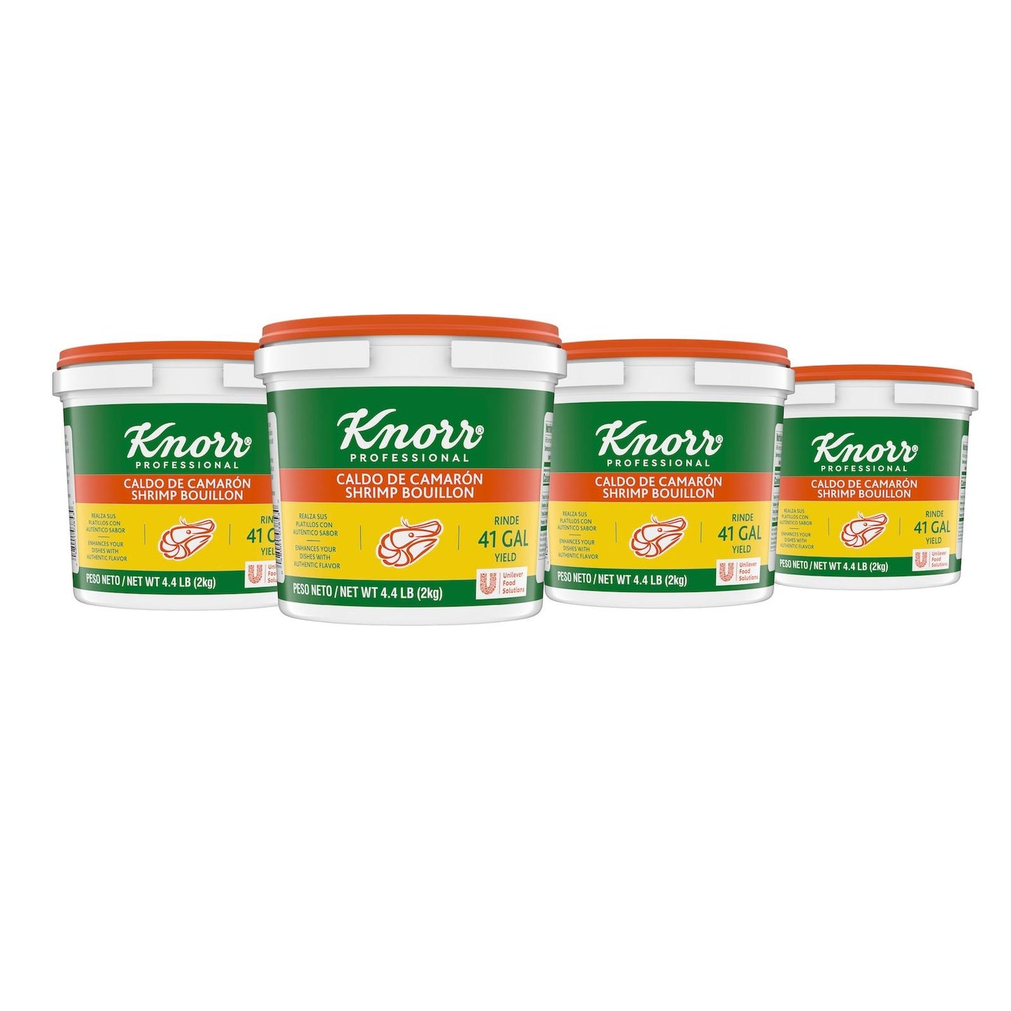 Knorr Shrimp Bouillon 4.4lb foodservice bulk container, caldo de camaron by Knorr, product front view