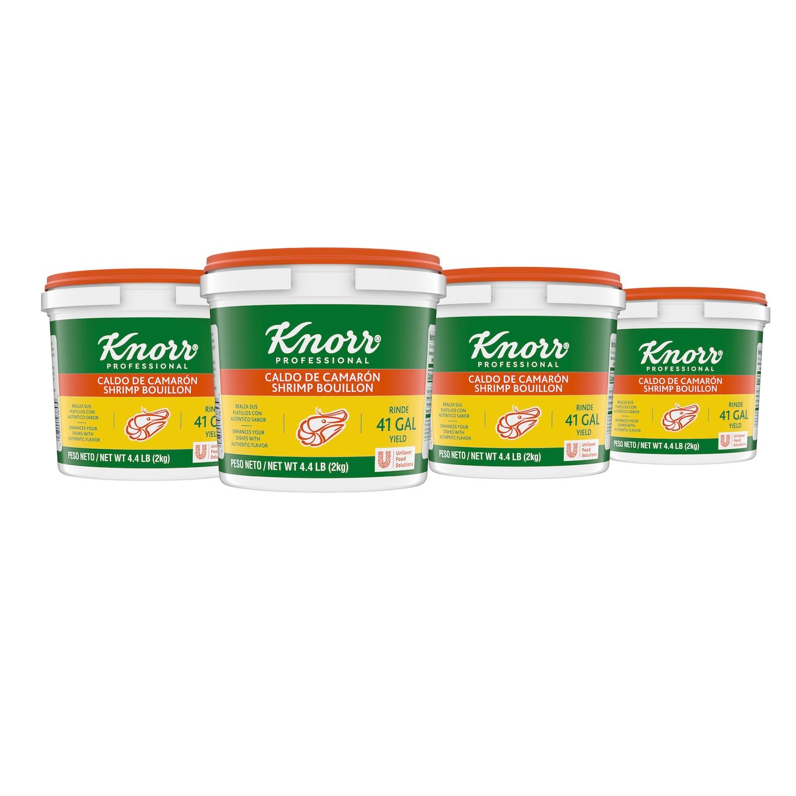 Knorr Shrimp Bouillon 4.4lb foodservice bulk container, caldo de camaron by Knorr, product front view