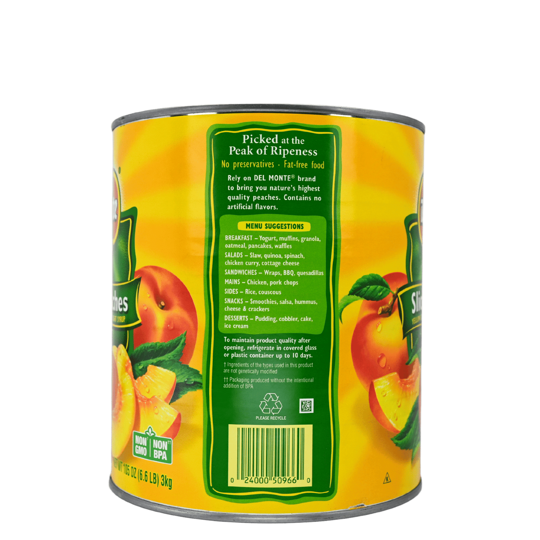 Chef's Quality Sliced Peaches in Light Syrup #10 Can bulk foodservice packaging
